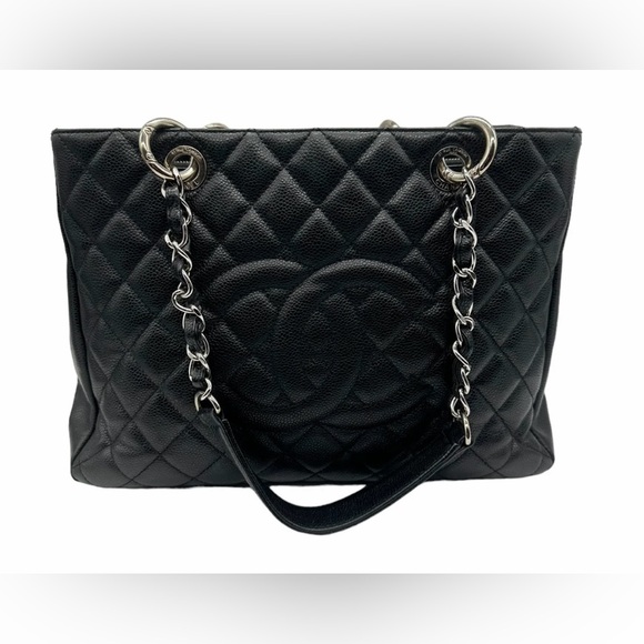 Authentic Preloved Chanel Black Caviar Grand Shopping Tote. Silver hardware. - Picture 1 of 10
